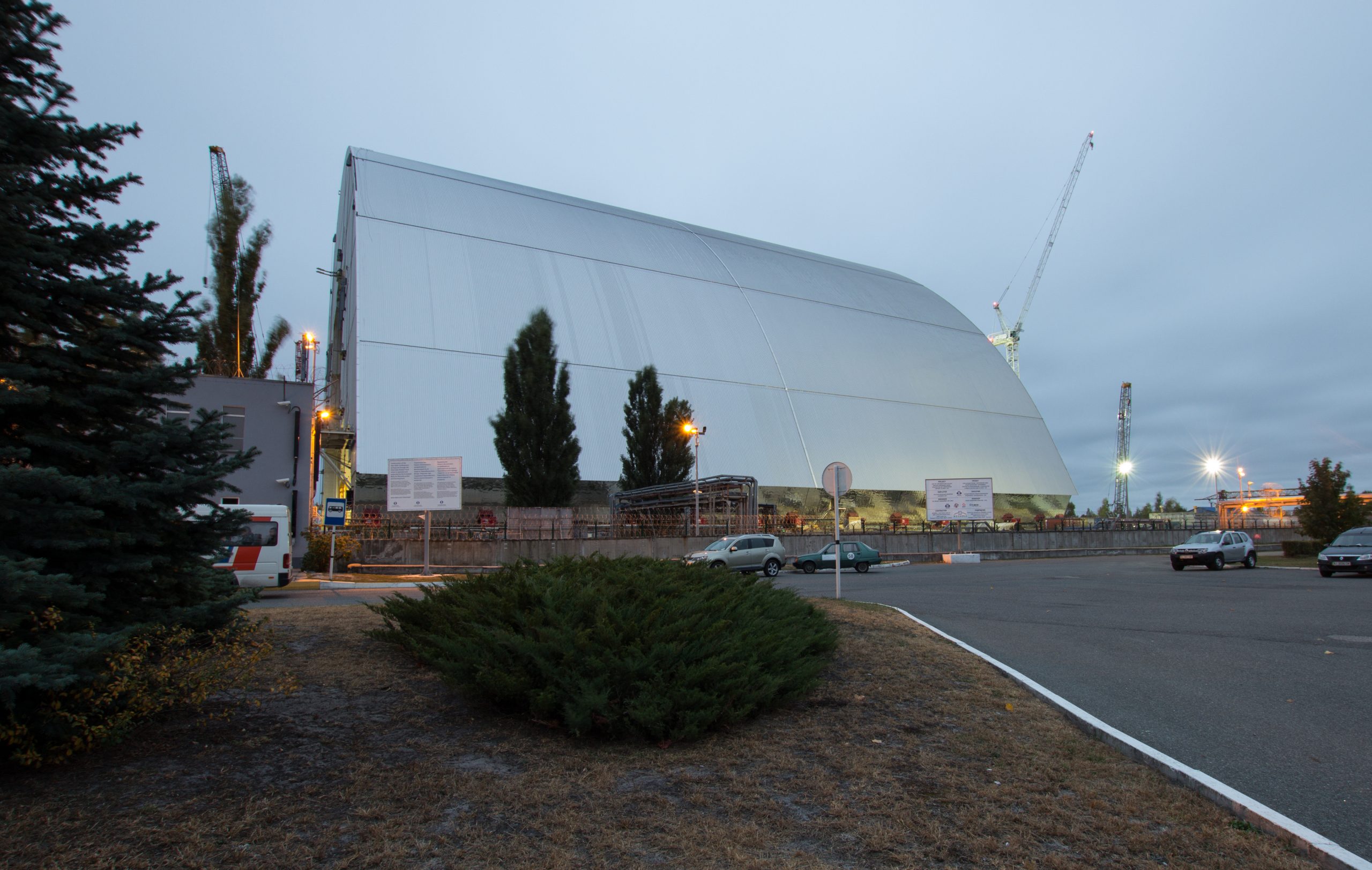 The New Safe Confinement at Chernobyl Nuclear Power Plant nearing completion in October 2016. Photo by Tim Porter.